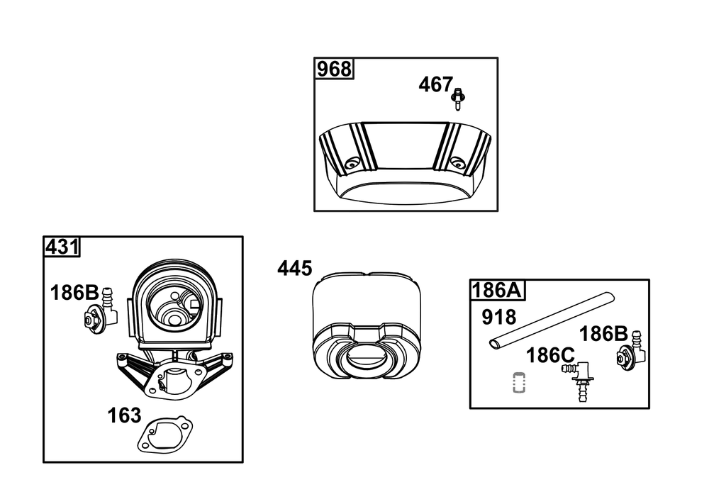 Air Cleaner Group Diagram and Parts List for 44U877-0045-G1  Briggs and Stratton Engine